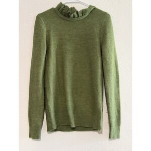 J. Crew Green Alpaca Blend Ruffle Neck Knit Sweater Size Small